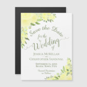Yellow Roses Boho Save the Date Calligraphy Magnet (Vorne/Hinten)