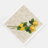 Yellow Roses Bow Ivory Lace on White Paper Napkins Serviette (Ecke)