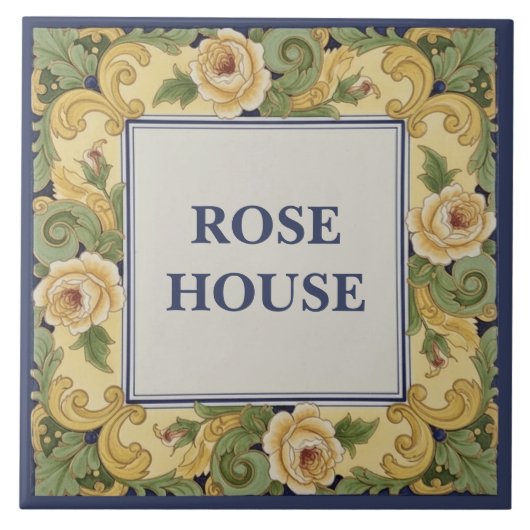 Yellow Roses Custom House Name Plate Sign Plaque Fliese (Vorderseite)