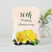 Yellow Roses Einladung zum 50. Hochzeitstag (Stehend Vorderseite)