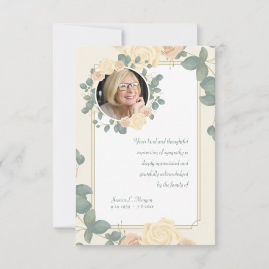 Yellow Roses Foto Beileid Vielen Dank Karte (Vorderseite)