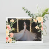 Yellow Roses Frame Danke an die Fotokarte Einladung (Stehend Vorderseite)