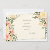 Yellow Roses Frame Danke an die Fotokarte Einladung (Rückseite)