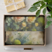 Yellow Roses Green Moss Impressionist Decoupage Seidenpapier (Geschenk)