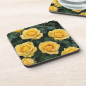 Yellow Roses Hard Plastic Coasters Getränkeuntersetzer (Linke Seite)