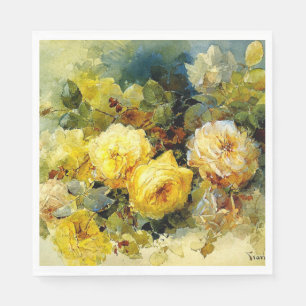 Yellow Roses Kunstwerk von Franz Bischoff Serviette