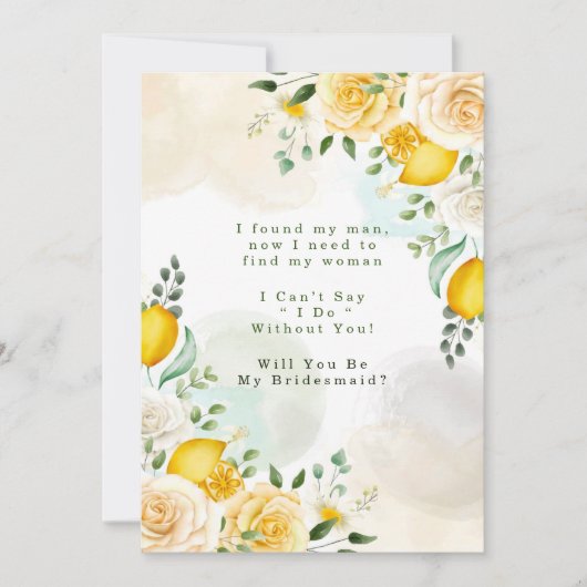 Yellow Roses Lemons wirst du meine Bridesmaid sein Einladung (Vorderseite)