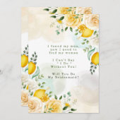 Yellow Roses Lemons wirst du meine Bridesmaid sein Einladung (Vorne/Hinten)
