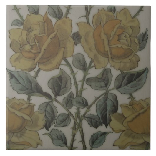 Yellow Roses Maw & Co Print & Tint Repro 1800 Fliese (Vorderseite)