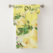 Yellow Roses Trendy Girly Monogram Badhandtuch Set (Insitu)