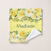 Yellow Roses Trendy Girly Monogram Badhandtuch Set (Waschlappen)