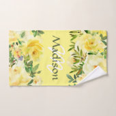Yellow Roses Trendy Girly Monogram Badhandtuch Set (Handtuch)