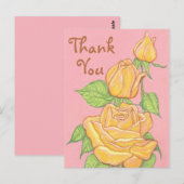 Yellow Roses Vielen Dank Postcard 2 Postkarte (Vorne/Hinten)