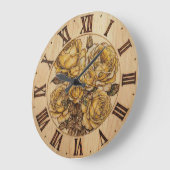 Yellow Roses - Wall Clock  Große Wanduhr (Winkel)