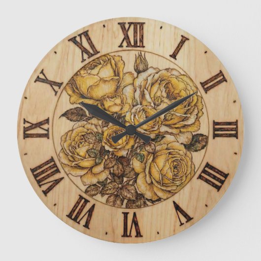 Yellow Roses - Wall Clock  Große Wanduhr (Vorderseite)