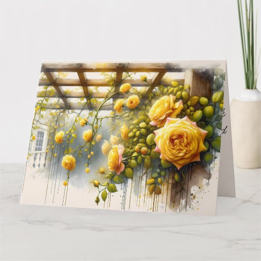 Yellow Roses Watercolor Garden Karte (Vorderseite)