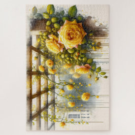 Yellow Roses Watercolor Garden Puzzle
