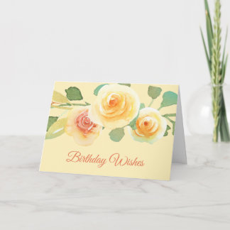 Yellow Roses Watercolor Geburtstagkarte Karte