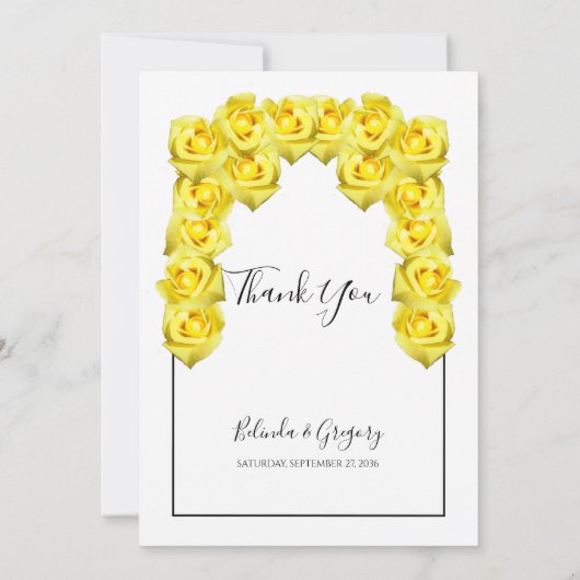Yellow Roses Wedding Dankeschön Karte (Rückseite)
