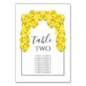 Yellow Roses Wedding Guest Names Tischnummer (Rückseite)