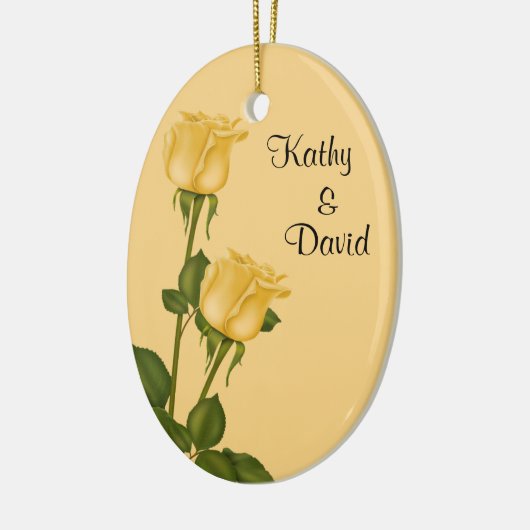 Yellow Roses Wedding Keramik Ornament (Links)