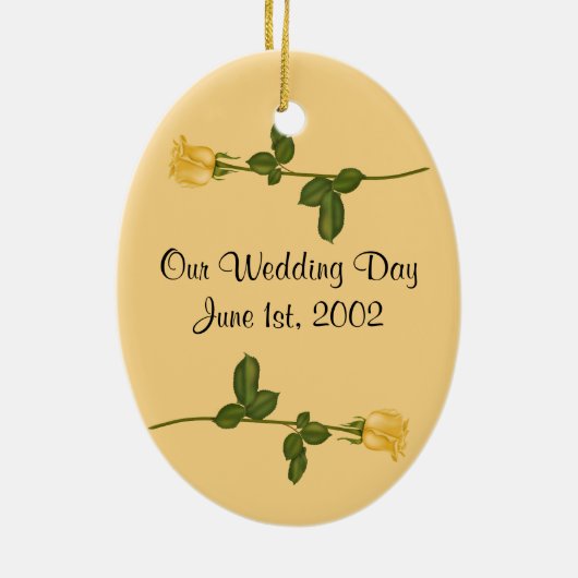 Yellow Roses Wedding Keramik Ornament (Hinten)