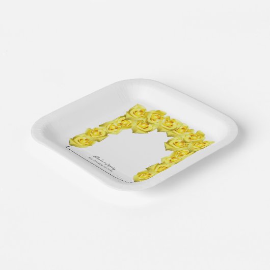 Yellow Roses Wedding Pappteller (Gewinkelt)