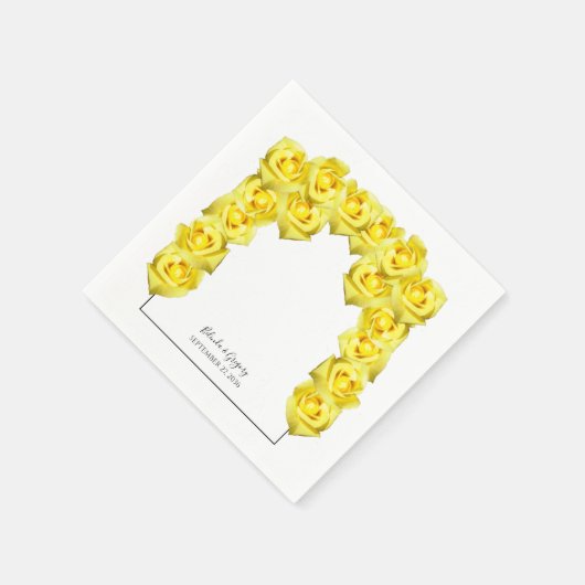 Yellow Roses Wedding Serviette (Ecke)