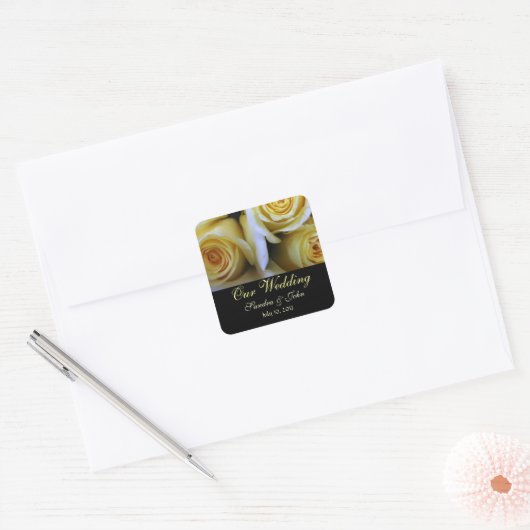 Yellow Roses Wedding Stickers (Umschlag)