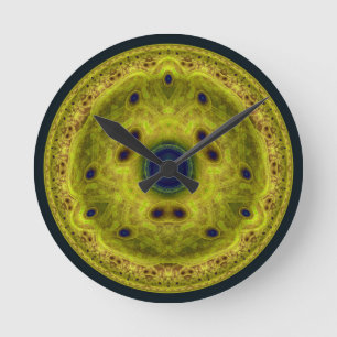 Yellow round fractal runde wanduhr