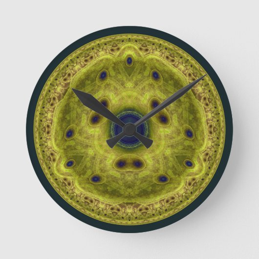 Yellow round fractal runde wanduhr (Vorderseite)