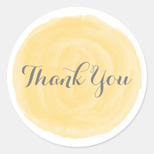 Yellow Round Watercolor Danke an die Aufkleber