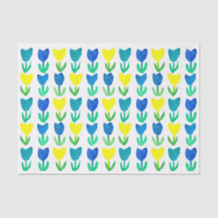 Yellow Royal Blue Tulip Watercolor Blume Seidenpapier