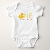 Yellow Rubber Duck Baby Bodysuit - One Lucky Duck Baby Strampler (Vorderseite)