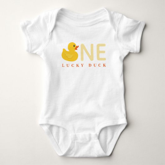 Yellow Rubber Duck Baby Bodysuit - One Lucky Duck Baby Strampler (Vorderseite)