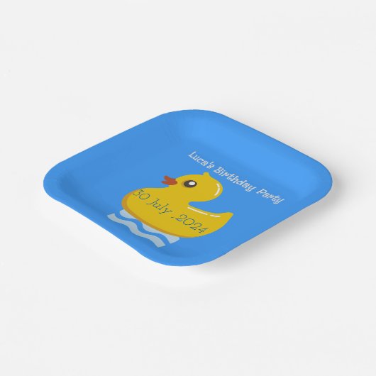 Yellow Rubber Duck Birthday Pappteller (Gewinkelt)