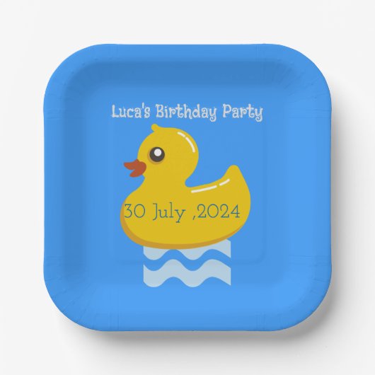 Yellow Rubber Duck Birthday Pappteller (Vorderseite)