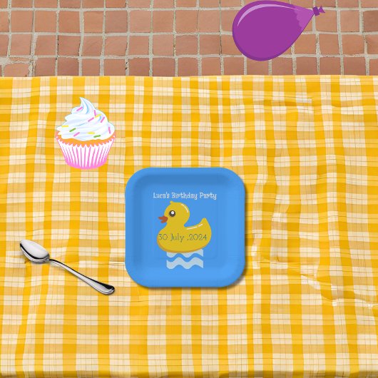 Yellow Rubber Duck Birthday Pappteller