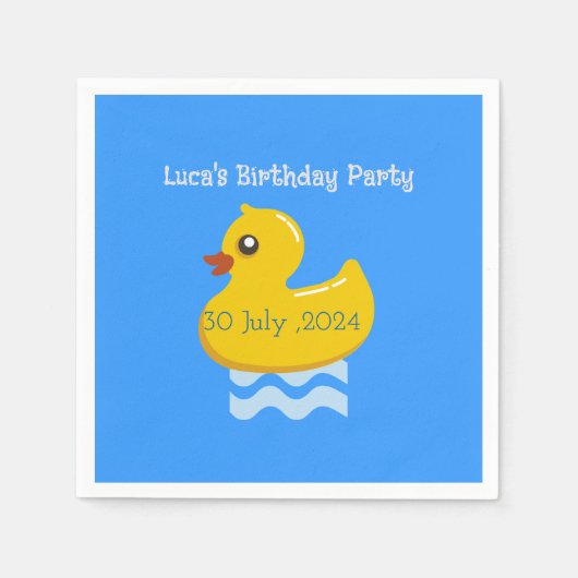 Yellow Rubber Duck Birthday Serviette (Vorderseite)
