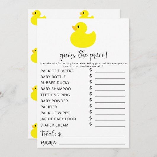 Yellow Rubber Duck - Raten Sie mal, was das Preiss Einladung (Vorne/Hinten)