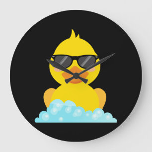 Yellow Rubber Duck with Sunglasses Große Wanduhr