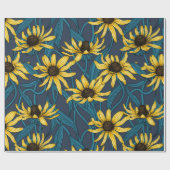 Yellow Rudbekia auf der Marine Geschenkpapier (Flach)