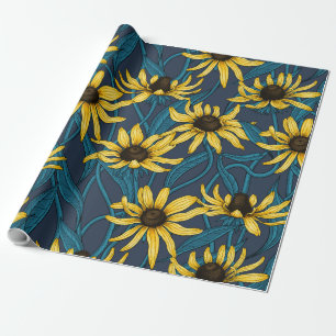 Yellow Rudbekia auf der Marine Geschenkpapier