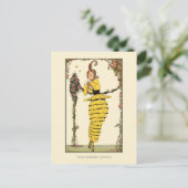 Yellow Ruffled Dress Wegener French Fashion Postkarte (Stehend Vorderseite)