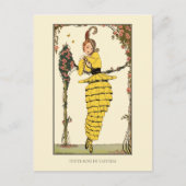 Yellow Ruffled Dress Wegener French Fashion Postkarte (Vorderseite)