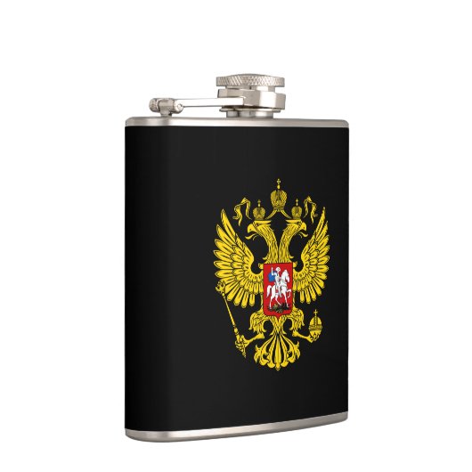 Yellow Russian Imperial Double Headed Eagle Emblem Flachmann (Rechts)