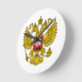 Yellow Russian Imperial Double Headed Eagle Emblem Runde Wanduhr (Winkel)