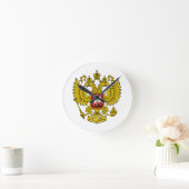 Yellow Russian Imperial Double Headed Eagle Emblem Runde Wanduhr (Zuhause)