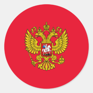 Yellow Russian Imperial Double Headed Eagle Emblem Runder Aufkleber