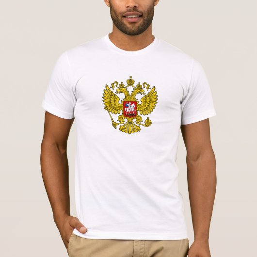 Yellow Russian Imperial Double Headed Eagle Emblem T-Shirt (Vorderseite)